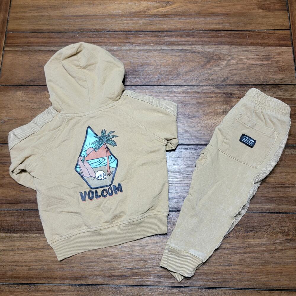 2 Pc Volcom Infant Pant & Matching LS Hooded Island Skull Shirt Set  - Size 18M